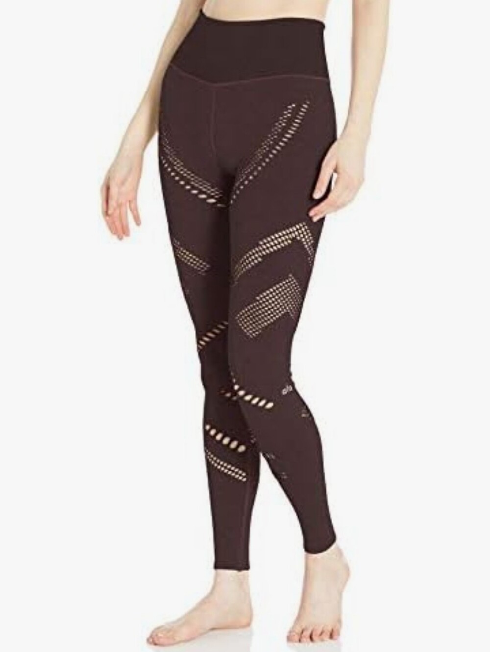 ALO YOGA | Women's Dark Raisin Laser-Cut Seamless Radiance Hi-Rise Leggings